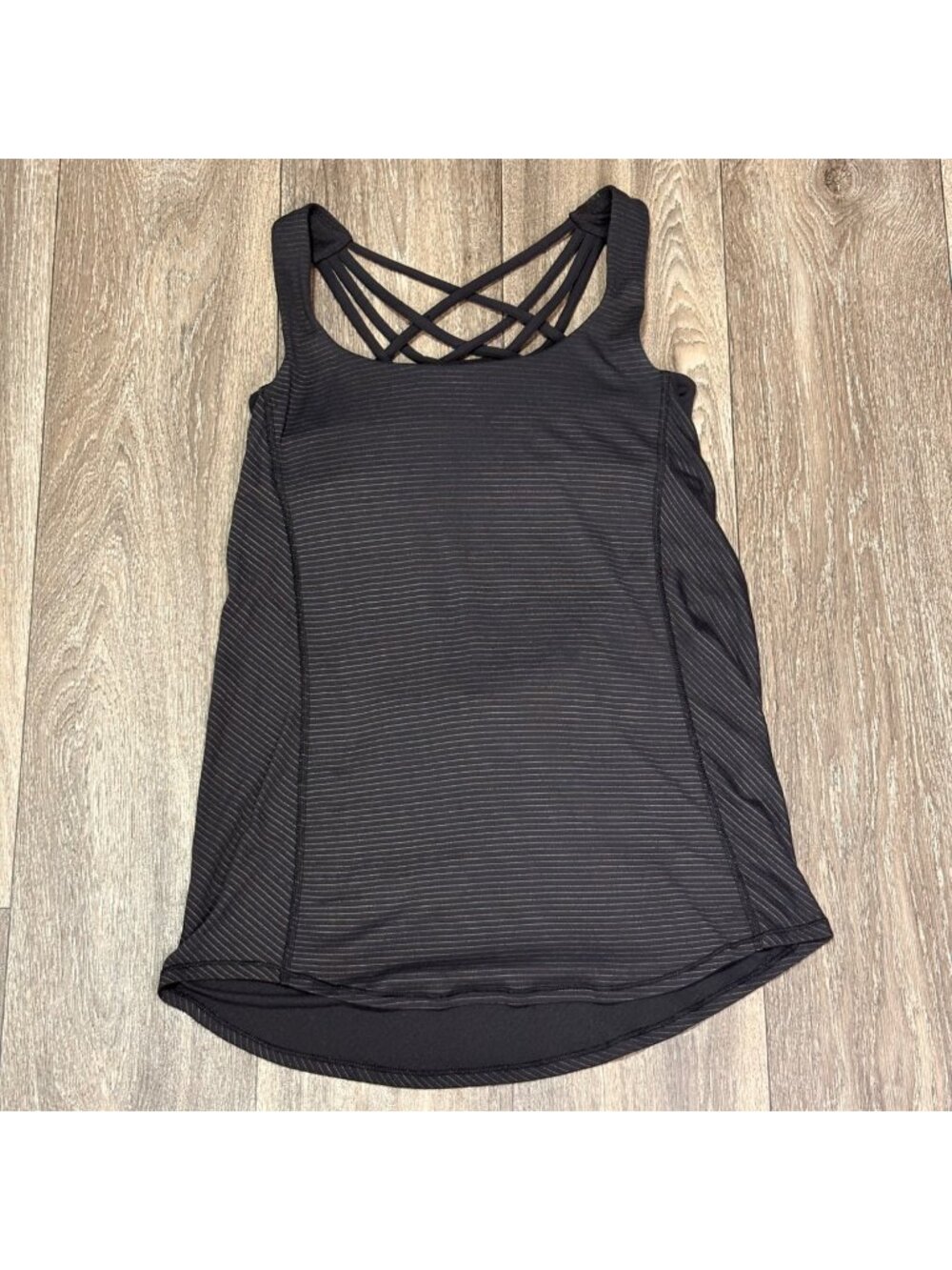 Lululemon Black Striped Strappy Back Wild Tank Top Size 4